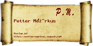 Petter Márkus névjegykártya